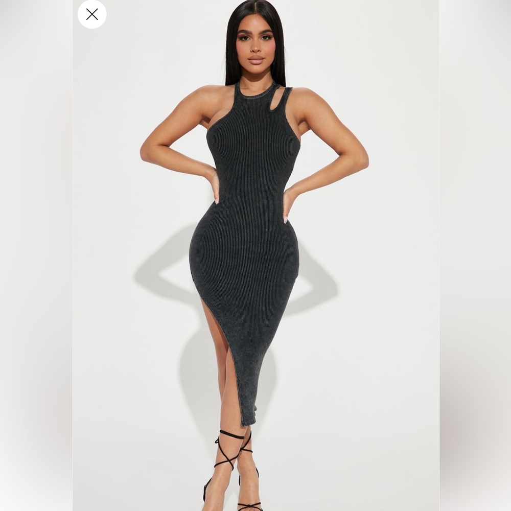 Fashion Nova Black Ribbed Dress